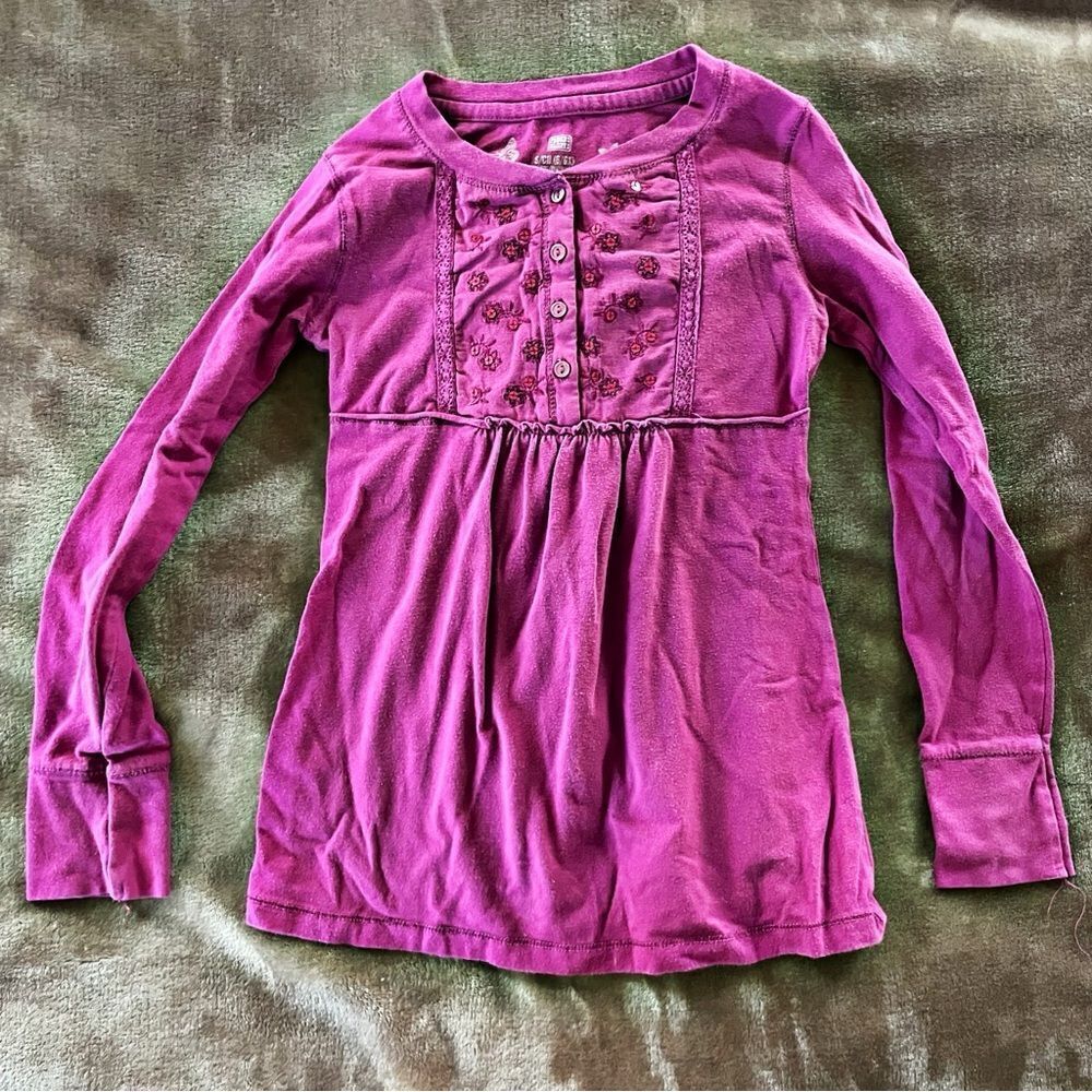 Faded Glory Little Girls Magenta Long Sleeve Shirt/ Tunic Size 6/ 6X